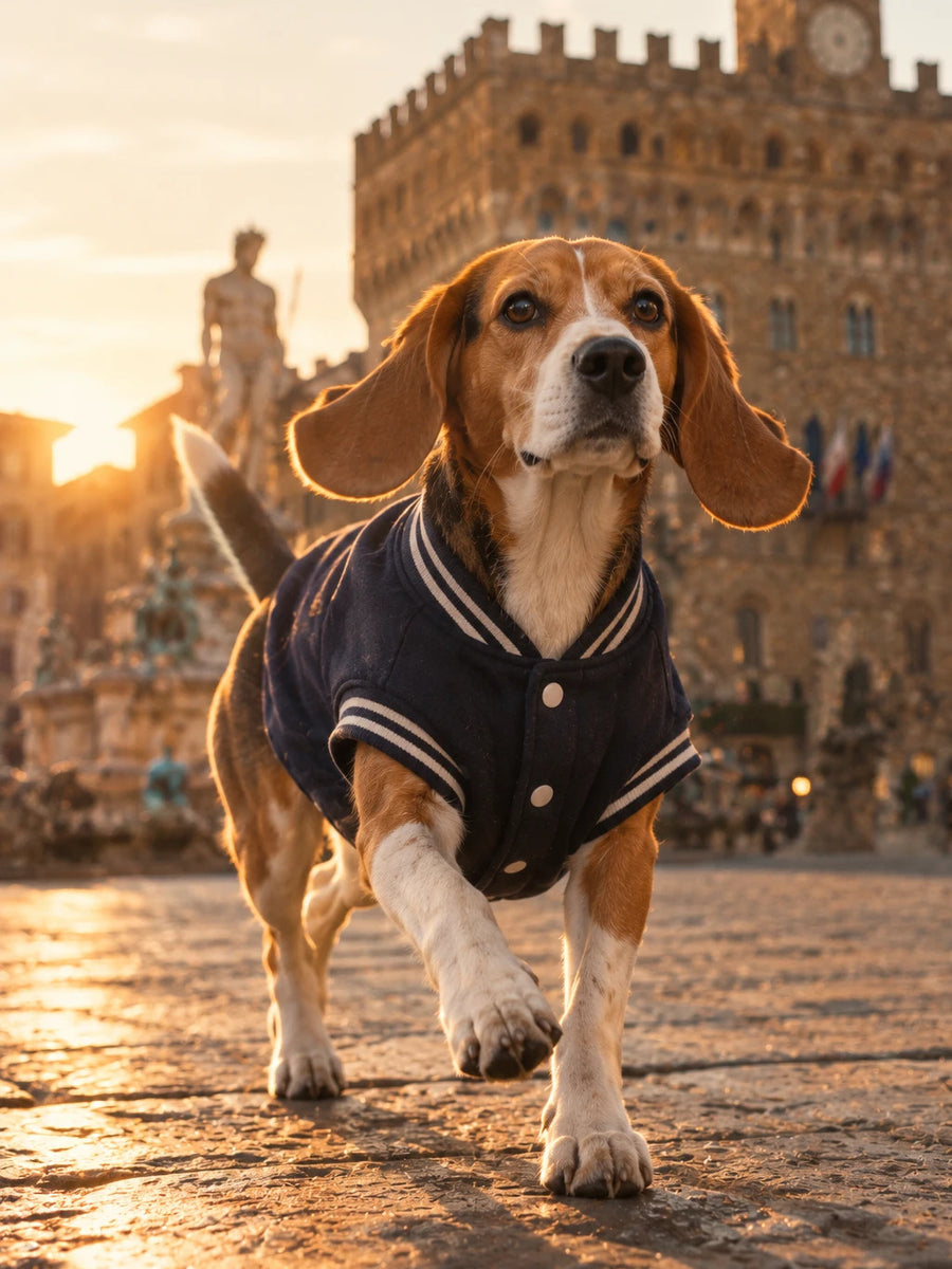 Giubbotto varsity per cani con il titolo